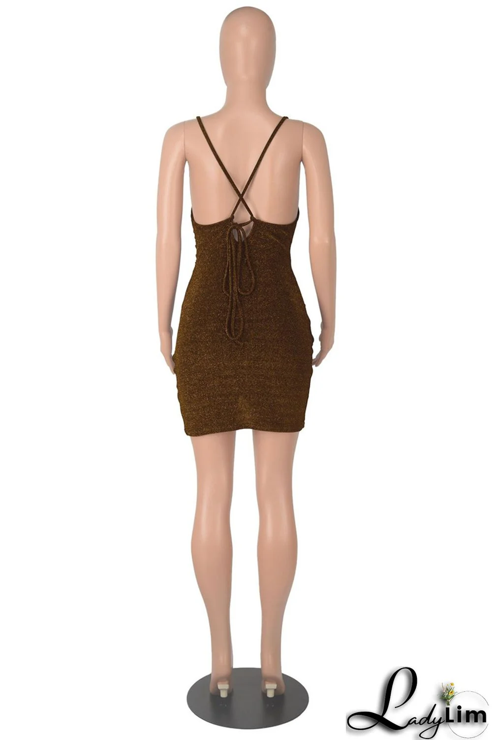 Purple Fashion Sexy Solid Bandage Backless Spaghetti Strap Sleeveless Dress