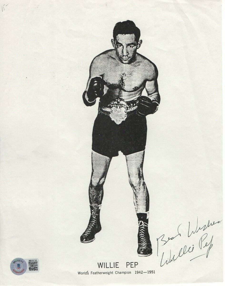 Willie Pep Signed Autographed 8X10 Paper Photo Poster painting Boxing Legend BAS BB59758