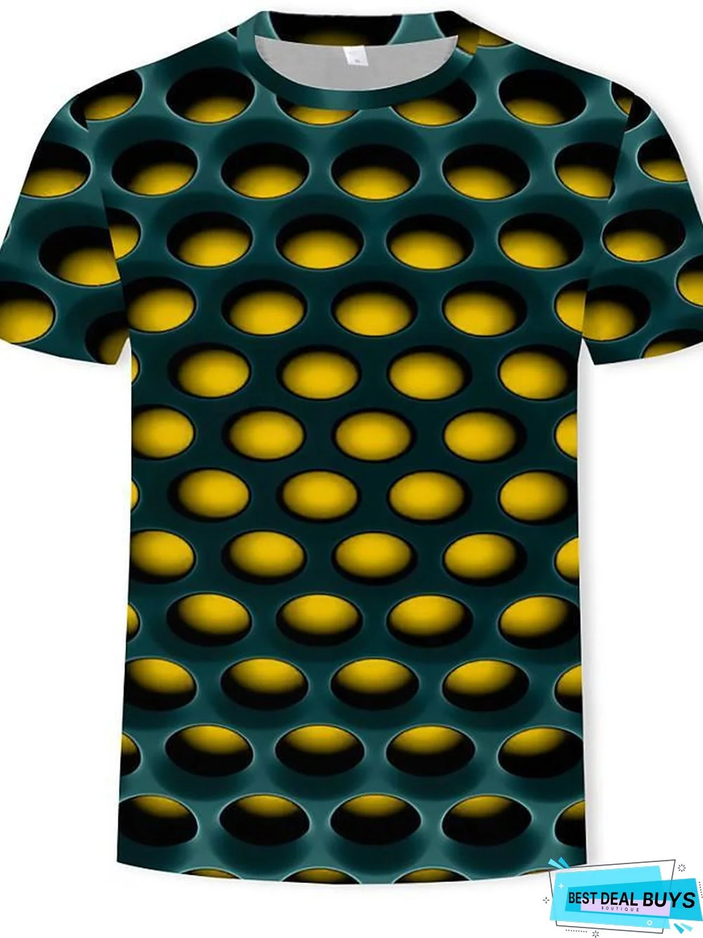 Men's Graphic 3D Print T-Shirt Street Chic Exaggerated Daily Casual Round Neck Purple / Yellow / Red / Lime Green / Green / Summer / Short Sleeve