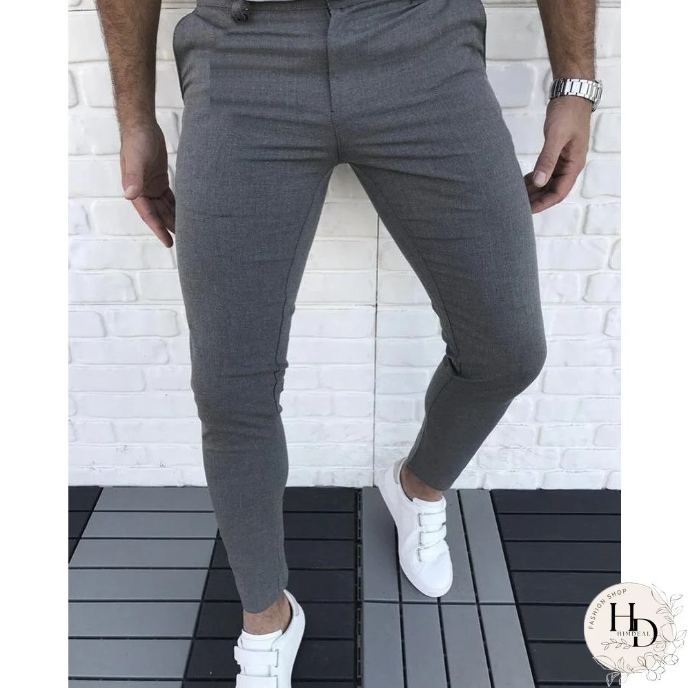 Pantalón casual de color sólido para hombre Pantalón ajustado y ajustado para hombre