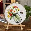 Glass Bottle Flowers-DIY Embroidery Kit with Pattern Cotton Threads Needles Hoop 28x28cm tapestrymarket