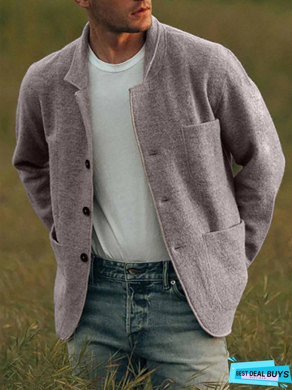 Men's Fashion Casual Solid Color Jacket Coat