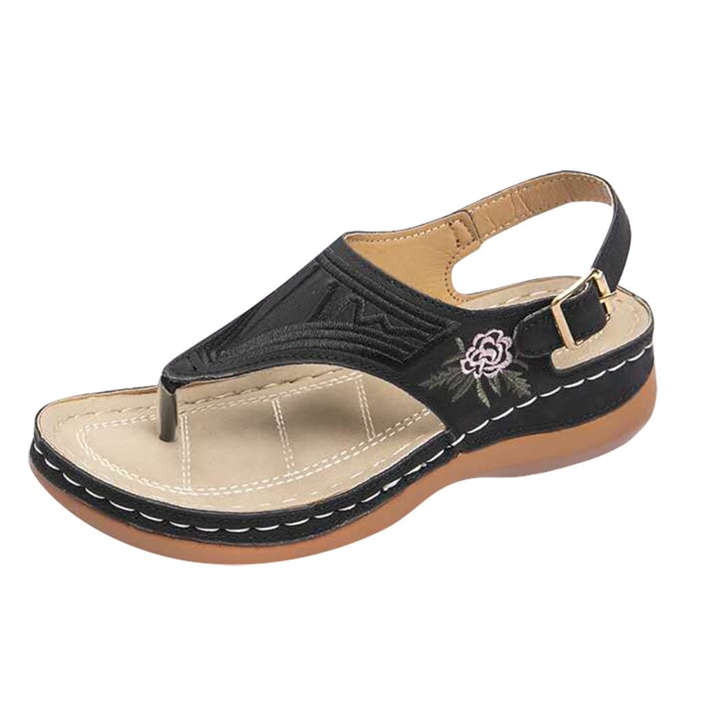 Retro Summer Women Premium Orthopedic Open Toe Sandals Vintage Anti-slip Breathable Leather 2021 Casual Female Platform Shoes