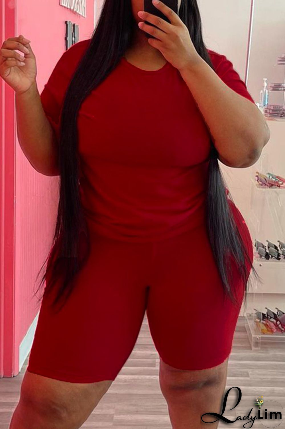 Black Fashion Casual Solid Basic O Neck Plus Size Two Pieces