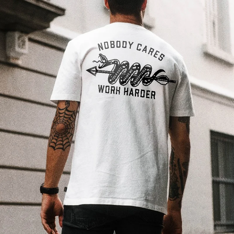 NOBODY CARES snake print t-shirt designer - Krazyskull