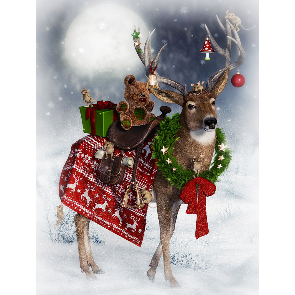 

Christmas Elk - Round Drill Diamond Painting - 40*50CM, 501 Original