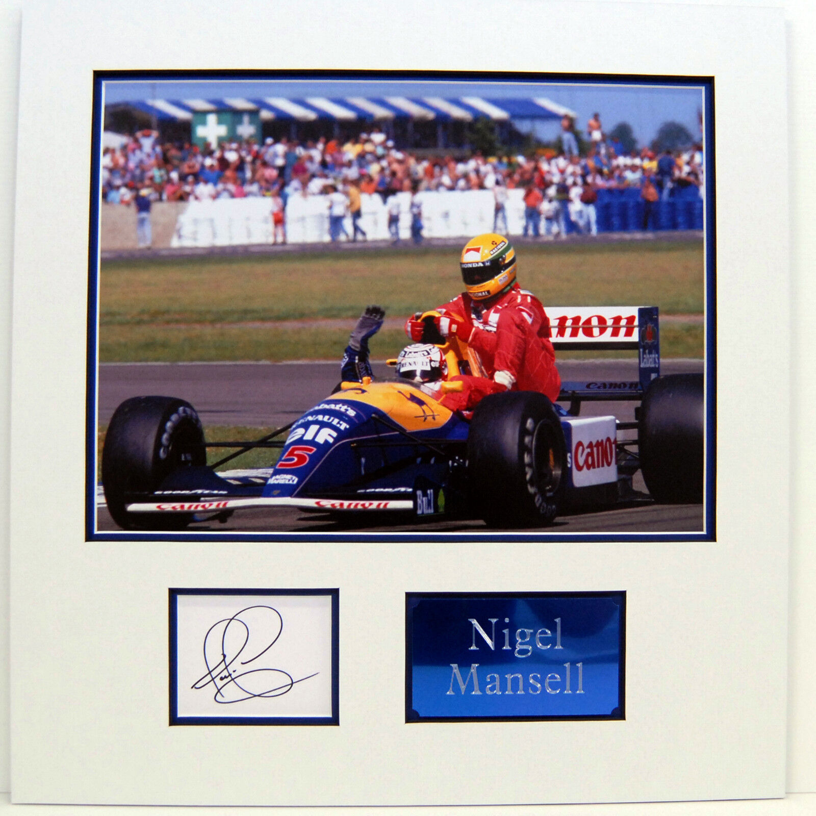 Nigel Mansell Genuine Hand Signed Photo Poster painting Display Mount Taxi For Senna