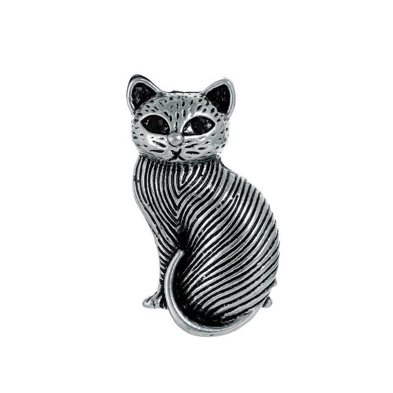 Retro Pin Cat Alloy Plating Inlay Rhinestones Unisex Brooches