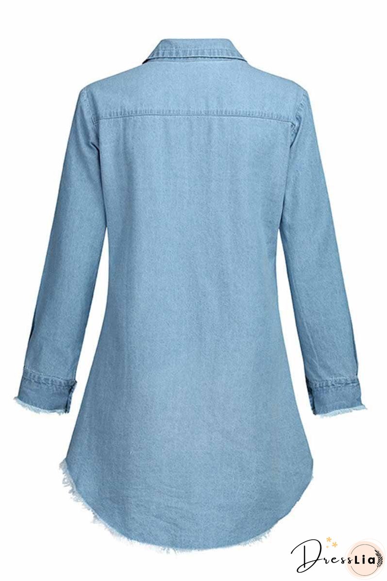 Loose Button Design 4 Colors Denim Dresses