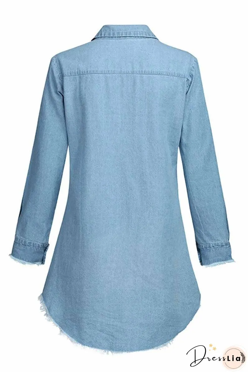 Loose Button Design 4 Colors Denim Dresses