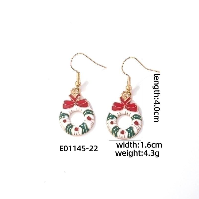 1 Pair Casual Cute Sweet Christmas Tree Santa Claus Christmas Socks Plating 304 Stainless Steel K Gold Plated Drop Earrings