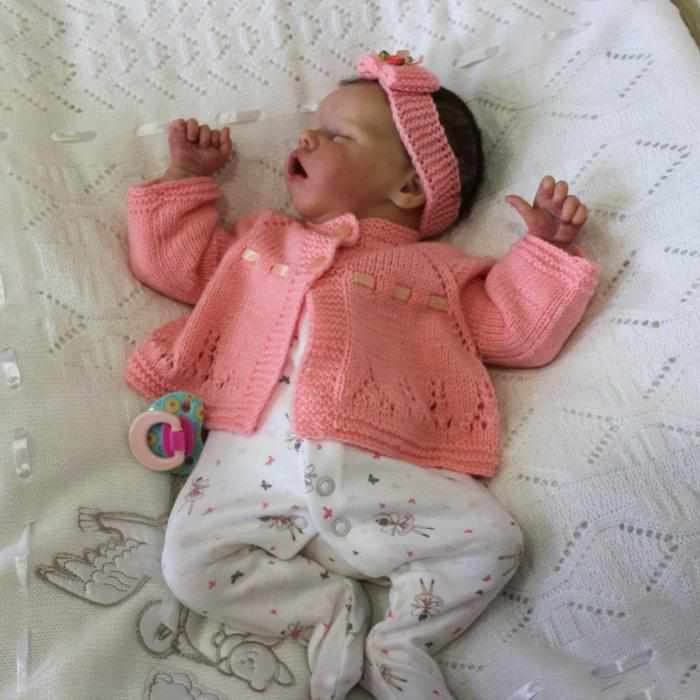 17'' Real Lifelike Sleeping Reborn Baby Doll Girl, Beautiful Newborn Baby Gift Halle with Heartbeat & Coos -Creativegiftss® - [product_tag] Creativegiftss.com
