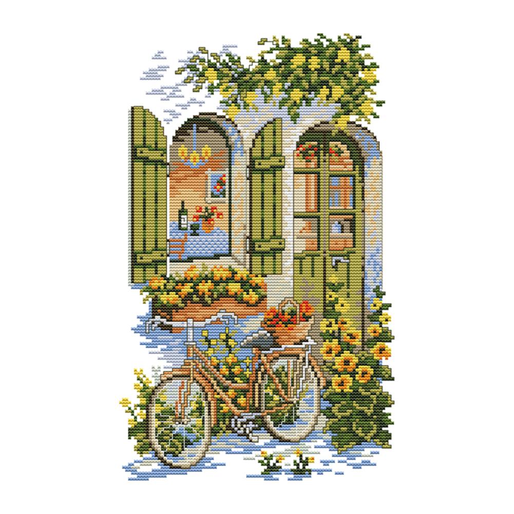 

Flowery House - 14CT Stamped Cross Stitch - 26*37cm, 501 Original