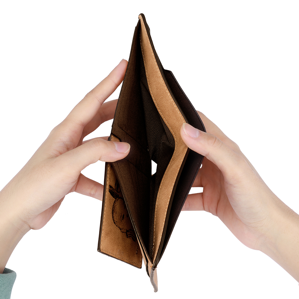 Portafoglio Pelle PU pelle pugno mano regalo per papà personalizzato 2 nomi 1 testo e 1 foto