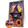 (40*60cm)Halloween Cat - Full Round Drill Diamond Painting