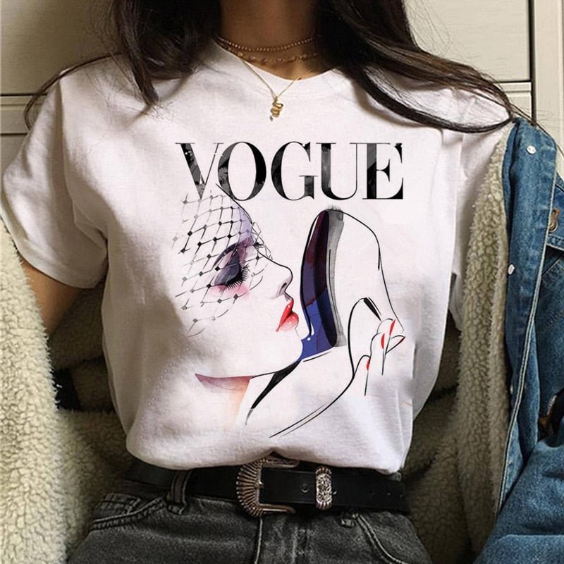 New Harajuku Female Tshirt Gothic Flame Heart Print Short Sleeve Tops & Tees Fashion Casual T Shirt Women Clothing T-shirts