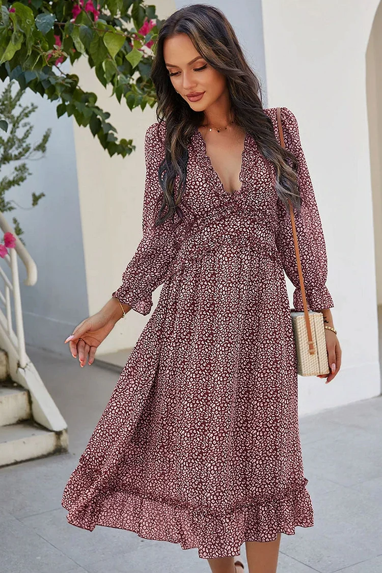 Luditu Midi Dress, Ruffle Lillian Red