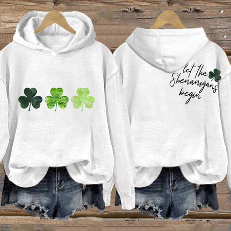 St. Patrick's Day Shamrock Let The Shenanigans Begin Casual Hoodie wearshes