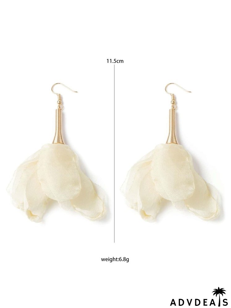 Fabric Flower Drop Earrings