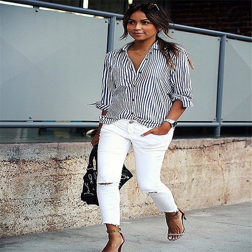 Women Striped Casual Office Blouses Shirts