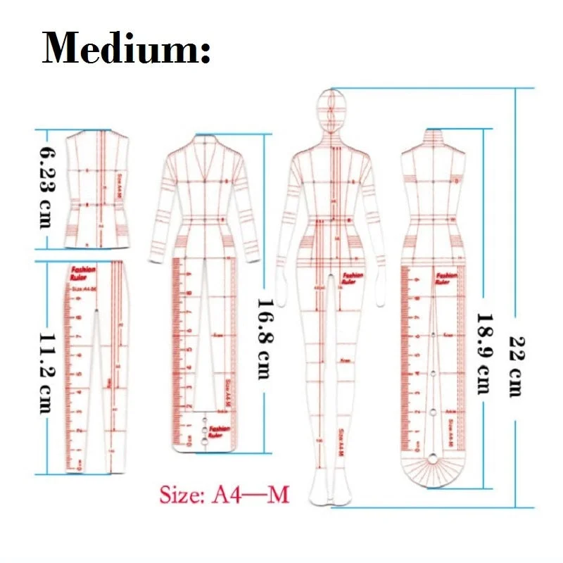 Clothing Design Style Drawing Template Ruler Body Model Fashion Ruler