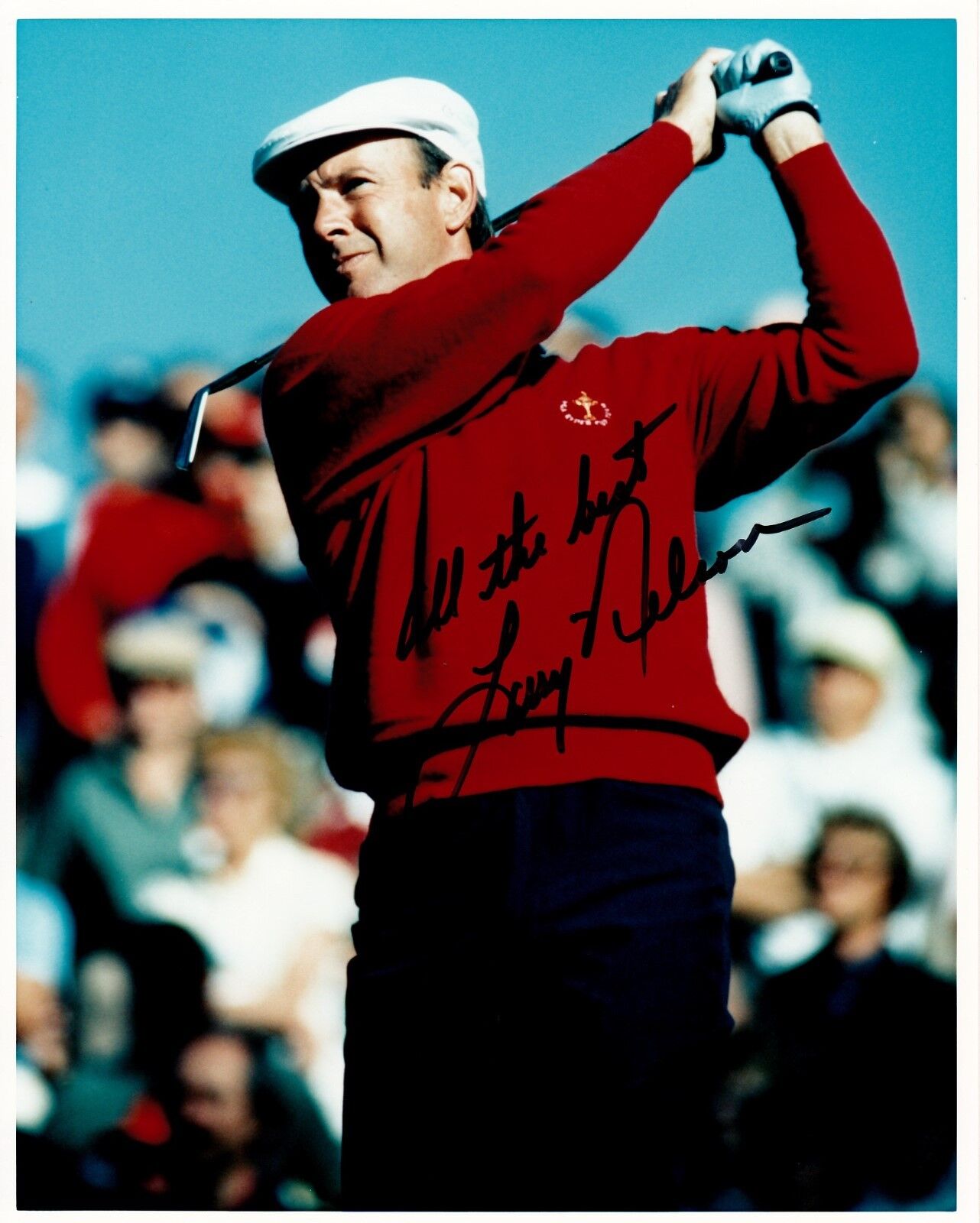 LARRY NELSON hand-signed RYDER CUP GOLF CLOSEUP 8x10 authentic w/ UACC RD COA