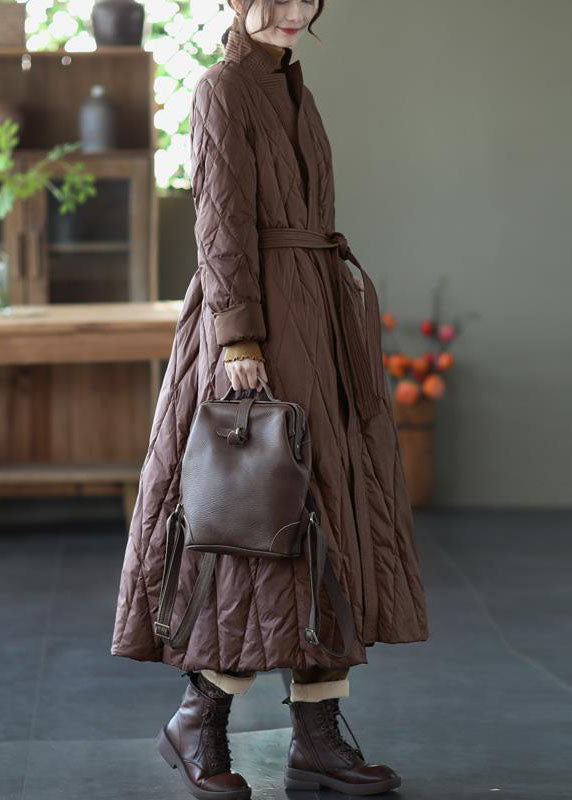VCSHOES Rust Red V Neck Sashes Lengthen Duck Down Wrap Canada Goose Jacket Winter