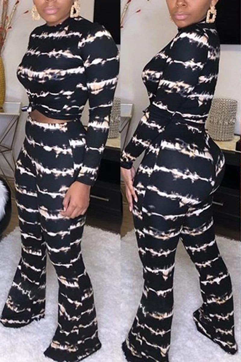 Fashion Casual Striped Printing Two-piece