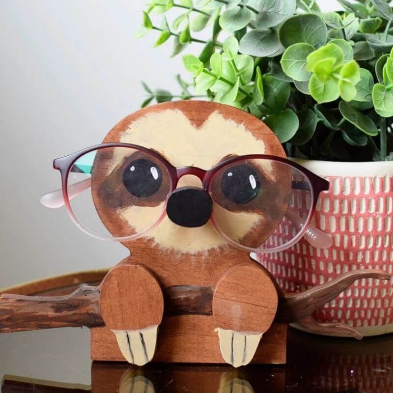 WoodyOrnament Handmade Glasses Stand Sloth