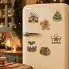 6PCS Sweet Gingerbread DIY Pearl Diamond Painting Christmas Fridge Magnets, Sparkling Rhinestone Refrigerator Magnet Craft Kit for Home Decor & Gifts