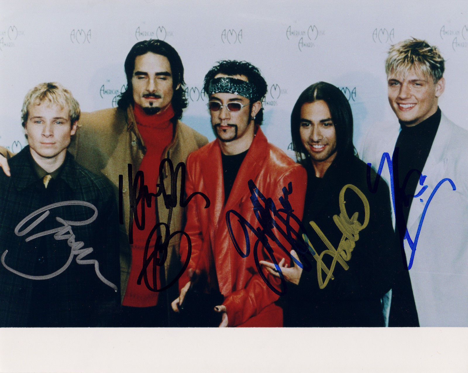 BACKSTREET BOYS ENTIRE GROUP AUTOGRAPH SIGNED PP Photo Poster painting POSTER