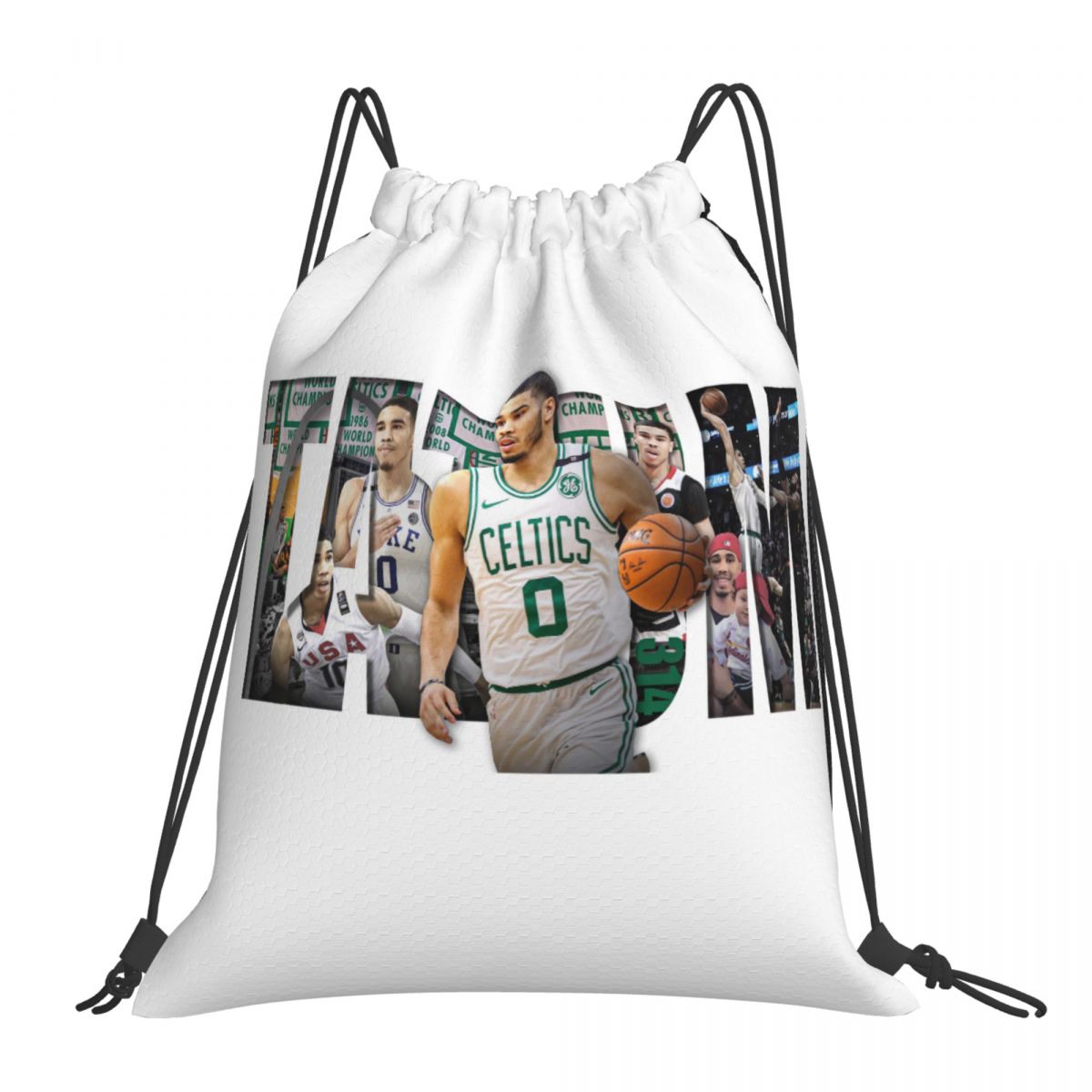 Boston Celtics Jayson Tatum Journey Edition Unisex Drawstring Backpack Bag Travel Sackpack