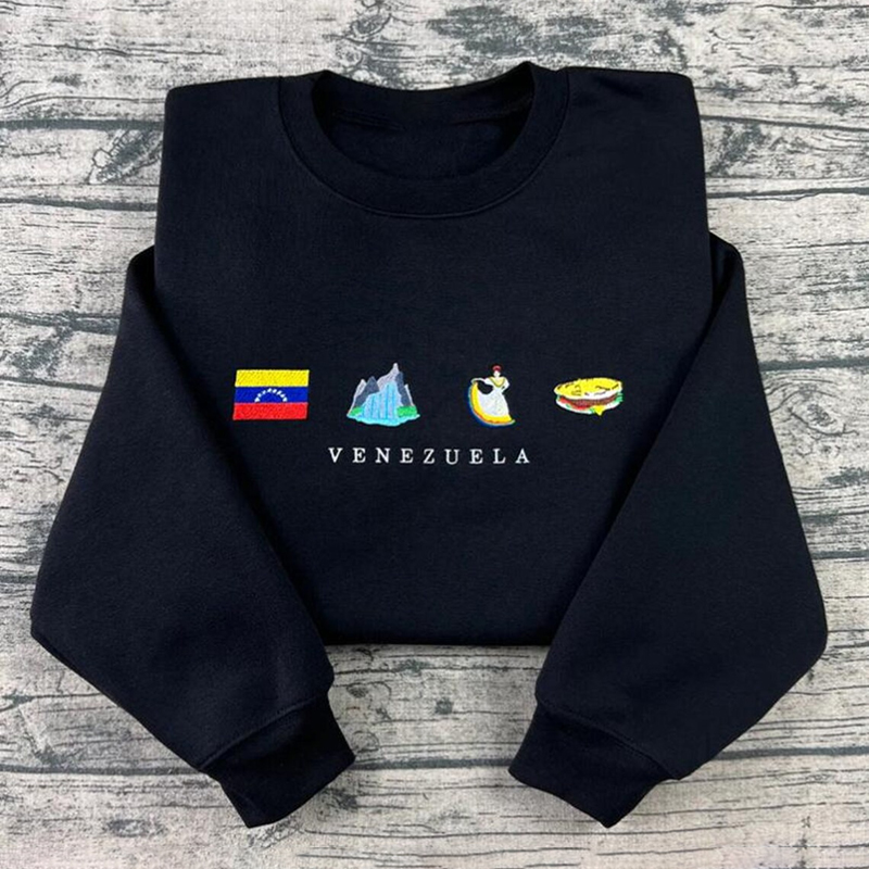 Women's Hope Peace Forever Venezuela Flag Embroidered Sweatshirt artswardrobe