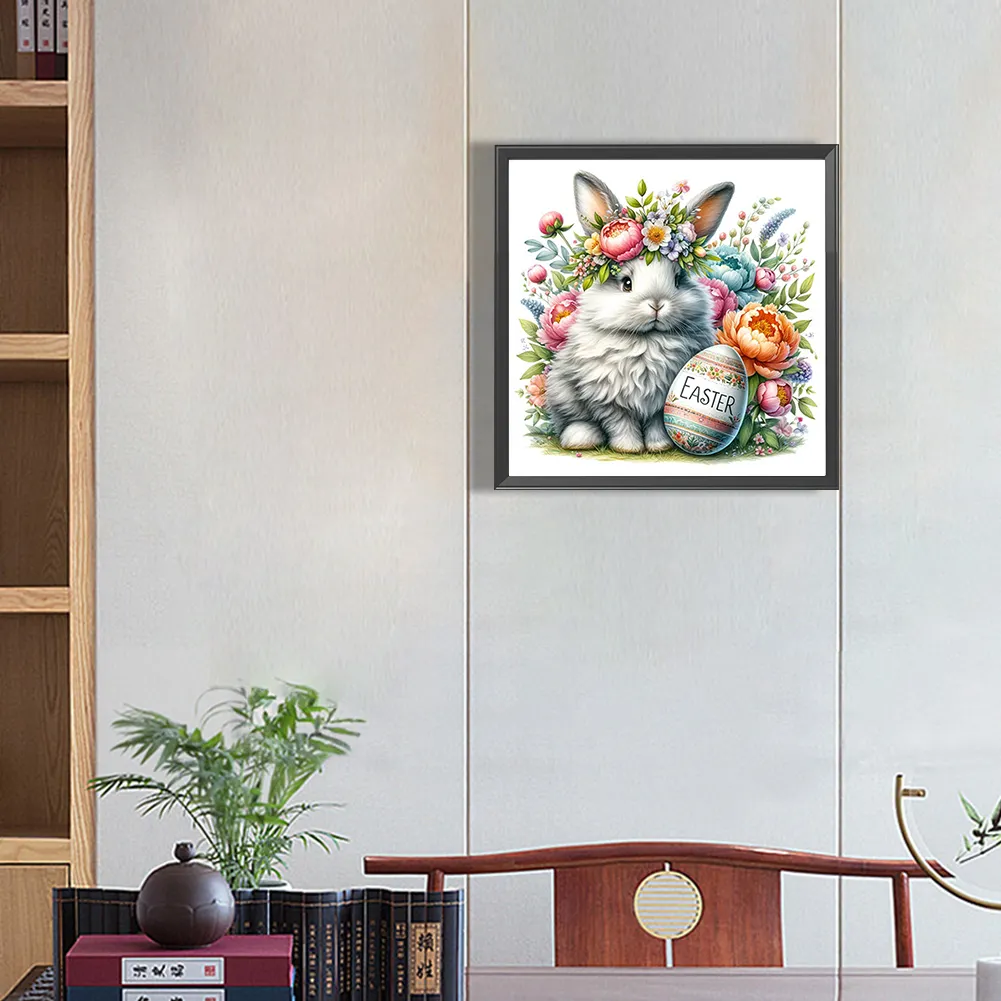 Diamond Painting - Full Square Drill - Easter Rabbit Flower(Canvas|45*45cm)