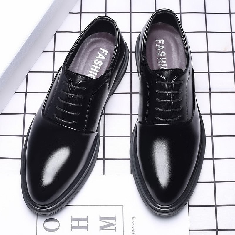 WOTTE Business Men Formal Shoes Black Leather Shoes Mens Fashion Casual Dress Shoes Classic Italian Formal Oxford Shoes For Men