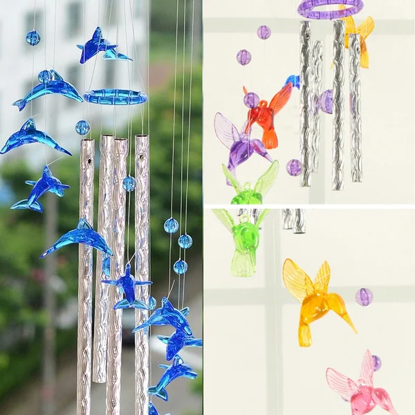 Dolphin Wind Chime Bell Ornament Yard Garden Living Hanging Decor