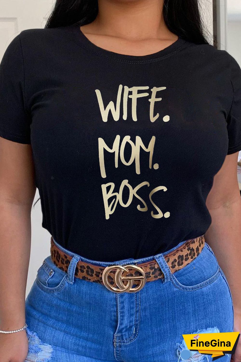 White Casual Street Print Patchwork Letter O Neck T-Shirts