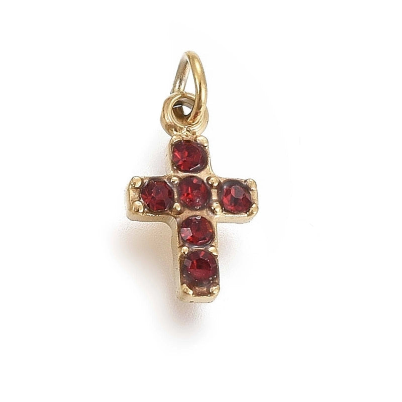 1 Piece 5*9mm Titanium Steel Zircon Cross Pendant Jewelry Accessories