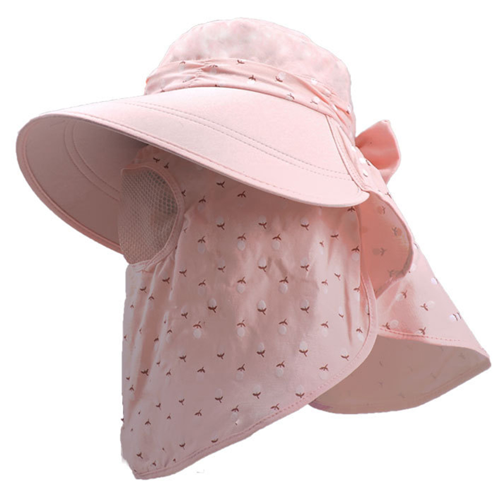 

Summer Women Anti-UV Sun Hats Print Neck Protector Outdoor Visor Cap (Pink, 501 Original