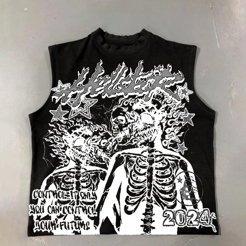 Unisex Skull In Soul Graphic Sleeveless Cotton Hip-Hop Tank Top - SOPULA