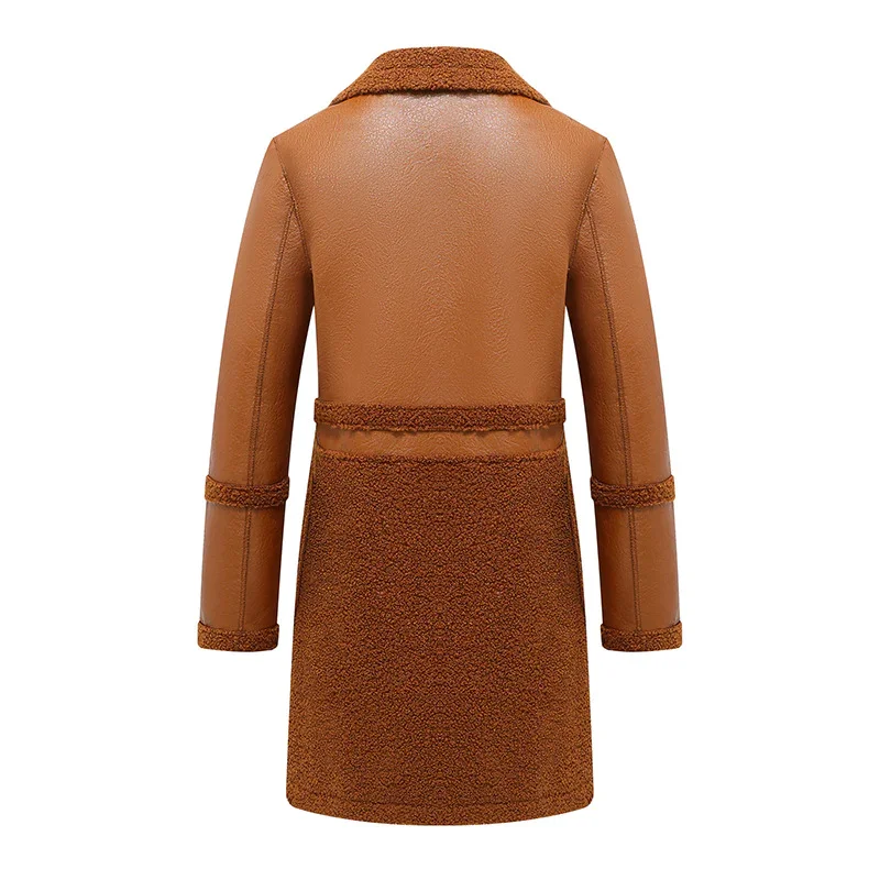 Long Reversible Plush Leather Jacket For Women