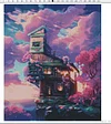 11CT Purple house - Stamped Cross Stitch - 40x46cm/15.75*18.11in