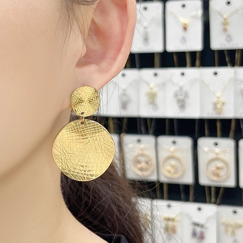 1 Pair Exaggerated Minimalist Commute Geometric Pleated 304 Stainless Steel 18K Gold Plated Gold Plated Drop Earrings