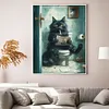 Toilet Cat Reading Newspaper-11CT Stamped Cross Stitch 40*53cm tapestrymarket