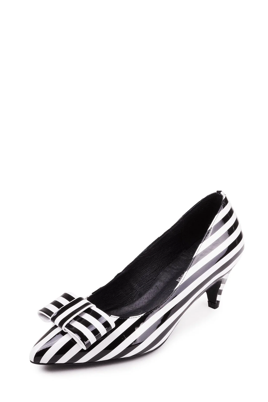 Custom Made Black and White Stripes Kitten Heel Pumps Nicepairs