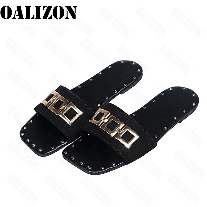 New Arrival Summer Women Female Lady Chain Sandals Flat Open Toe Slippers Shoes Women Fashion Beach Ladies Slippers Slides Shoes