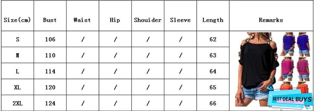 Women's Solid-Colored Hollow Short-Sleeved Off-The-Shoulder T-Shirt Top