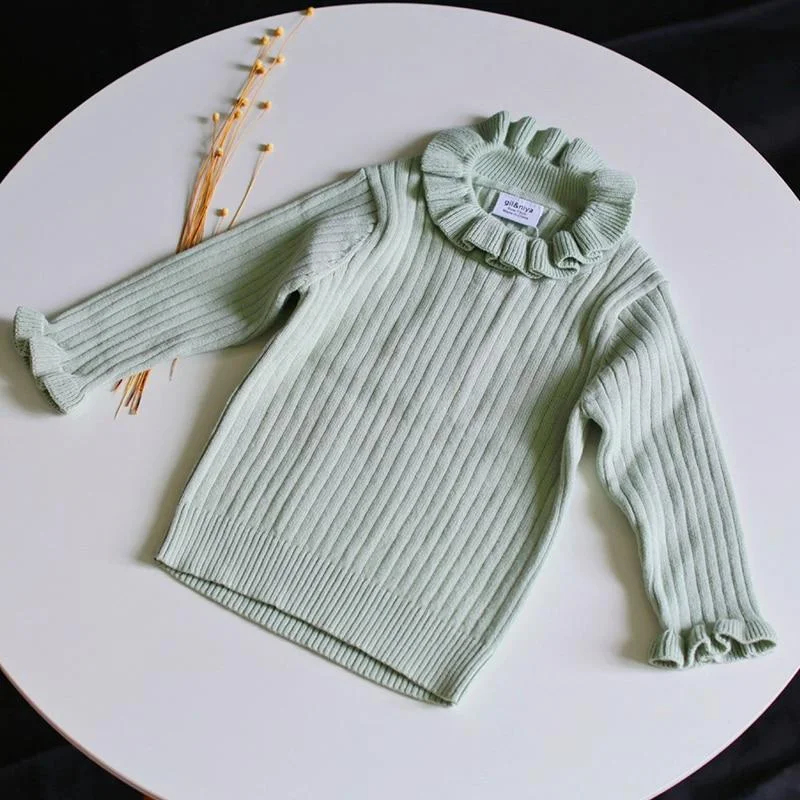 Baby Girl Long Sleeve Black Fungus Lace Knitted Sweater New 2020 Autumn Winter Boys Girls Sweaters For Baby Girls Kids Sweaters