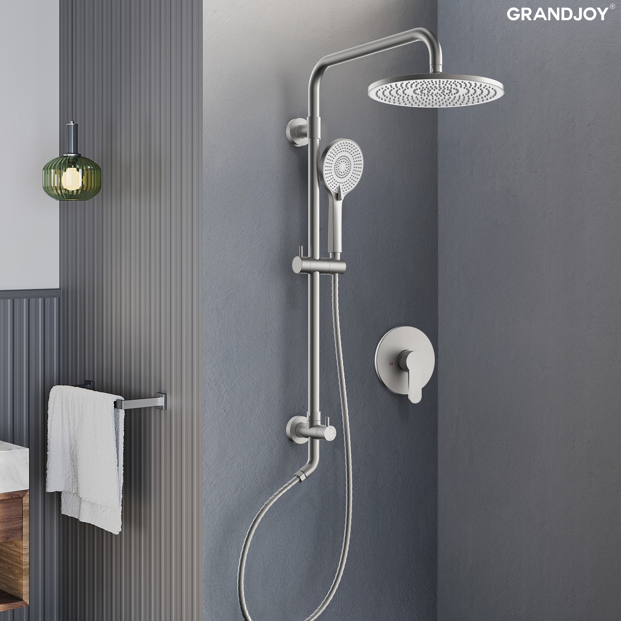 Single Handle 3-Spray 10 in. Shower Faucet 2.5 GPM with 3 Modes Handheld Shower in Brushed Nickel Valve Included