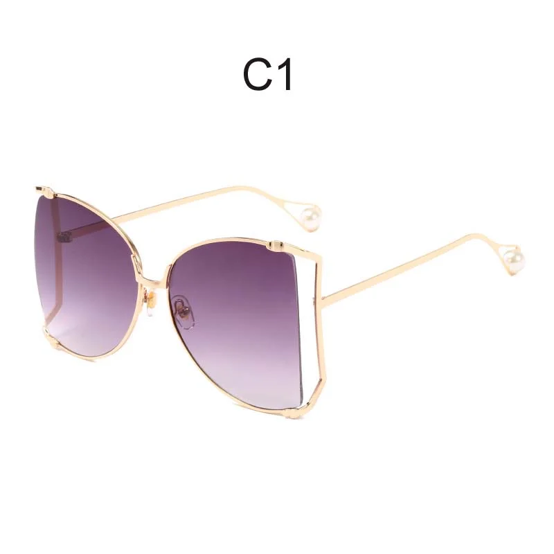 Big Square Oversized Sunglasses with Pearl For Women Jewelry-VESSFUL